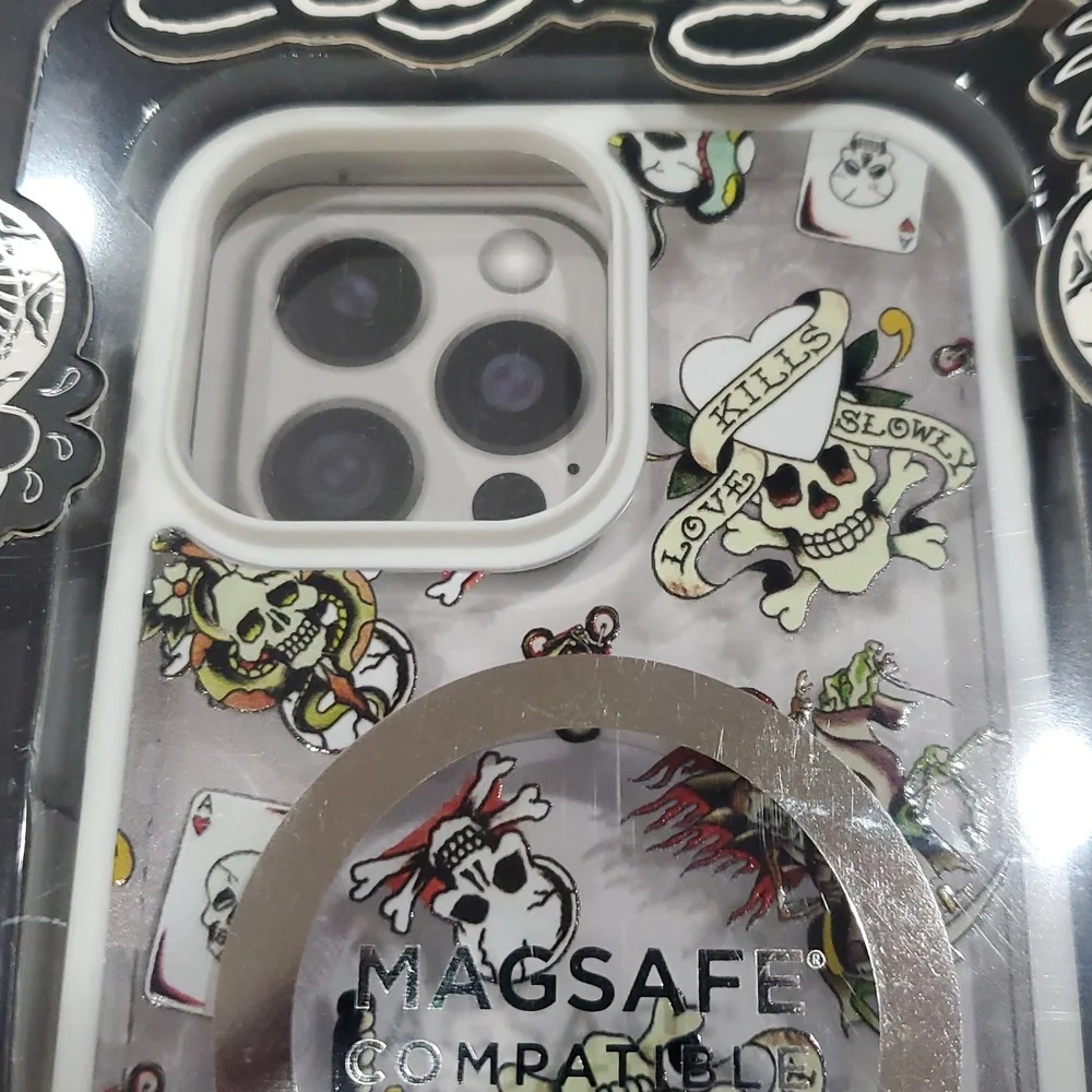 Ed Hardy white clear transparent ed hardy print iPhone 16 pro max phone case new